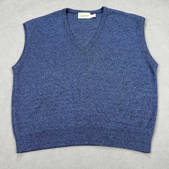 London Fog Other - VINTAGE London Fog Sweater Vest Mens XL Blue Black Acrylic V Neck Made In USA